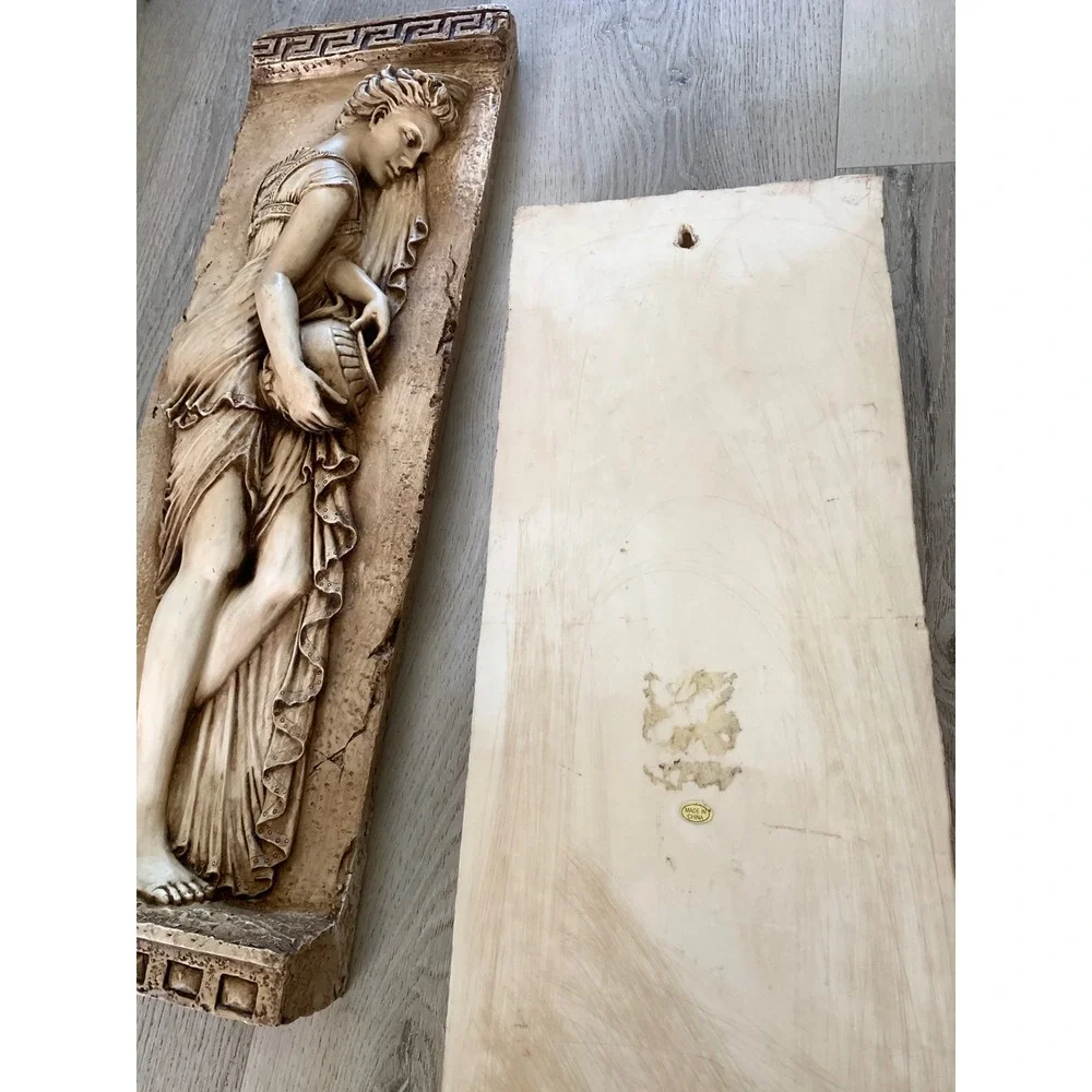 Vintage Greek Goddess Relief Wall Plaques Set of 2 Classical Resin Art Decor 21